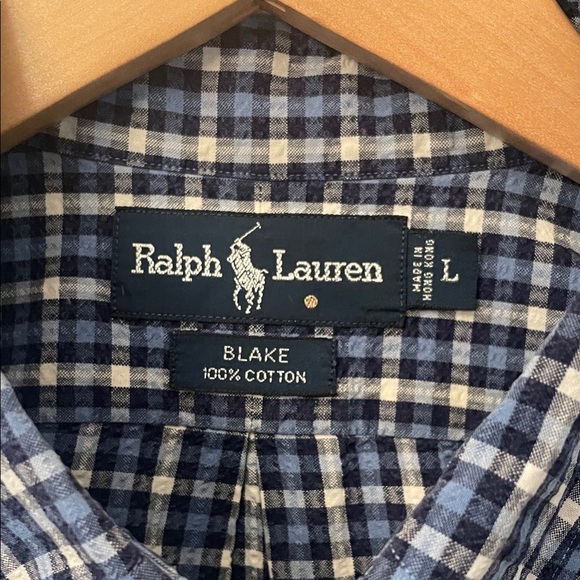 Polo by Ralph Lauren Black Men's Blue & Navy Plaid Seesucker Fabric Shirt Classi - Picture 2 of 5